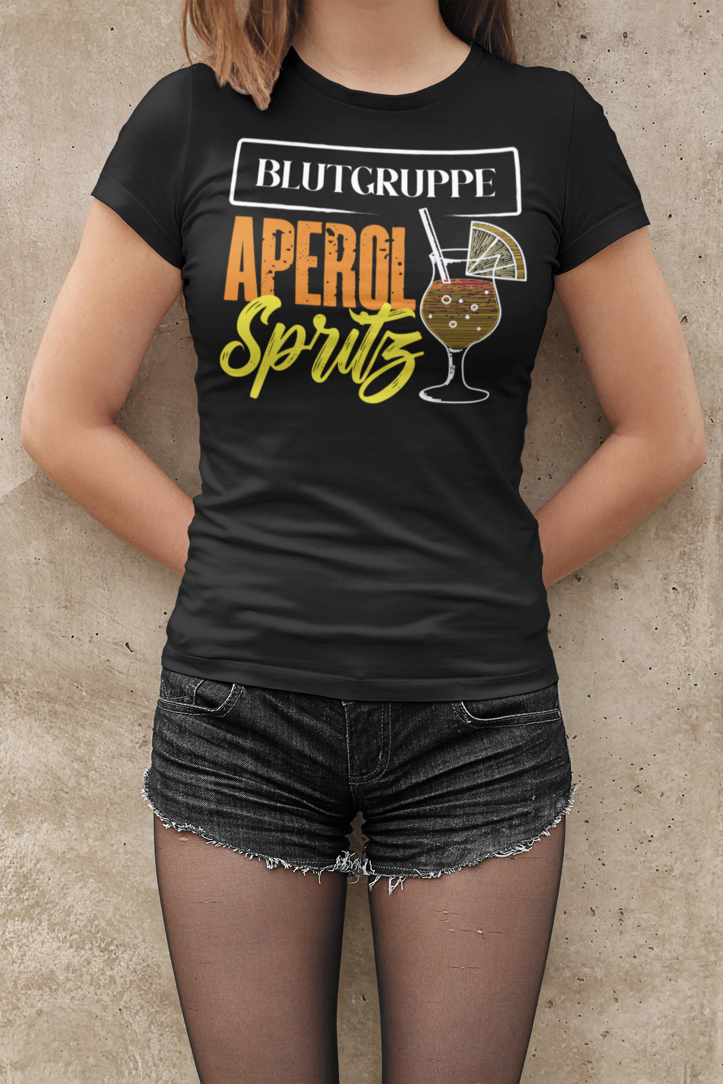 T Shirt Motiv Blutgruppe Aperol Spritz Ladies Premium